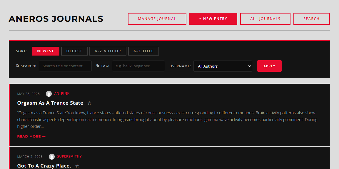 Improved Aneros Journals